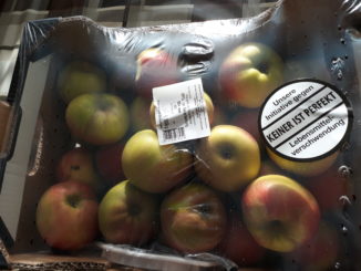 Unsere Initiative gegen Lebensmittelverschwendung (Äpfel 2. Wahl im Karton + Plastikmüll gratis)